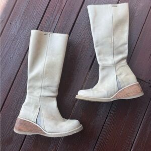 Destroy Vintage Women's Cream Knee-High Boots